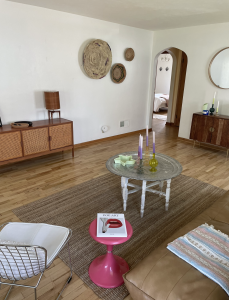 A room staged at a recent home sale in Saint Joseph MI. Wood floors with a beutiful arched doorway. Beautiful staged to enhance the features of the home.